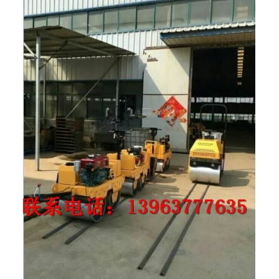 施工更輕松雙鋼輪人推式震動礪石壓道機 溝槽壓路機壓實機