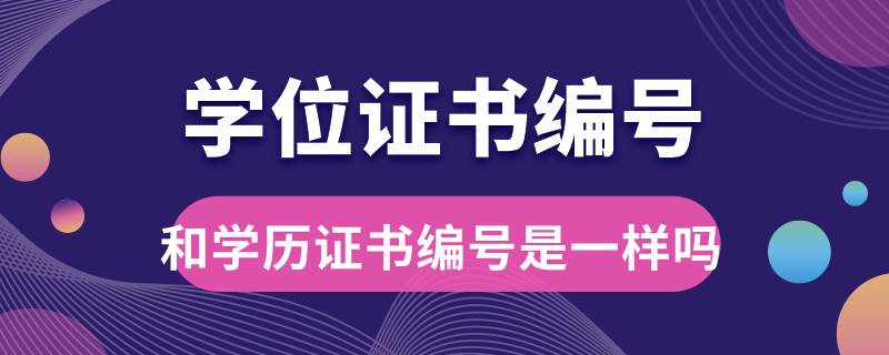 學位證書編號和學歷證書編號是一樣的嗎