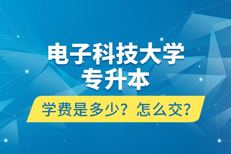 電子科技大學專升本學費是多少？怎么交？