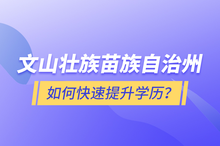 文山壯族苗族自治州如何快速提升學(xué)歷？