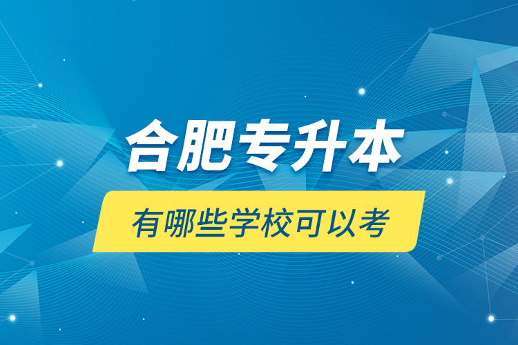 合肥專升本有哪些學(xué)?？梢钥?？